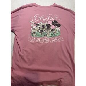 Lauren James Prep on Point Dog Graphic Long Sleeve‎ Pocket Tee Pink Size M